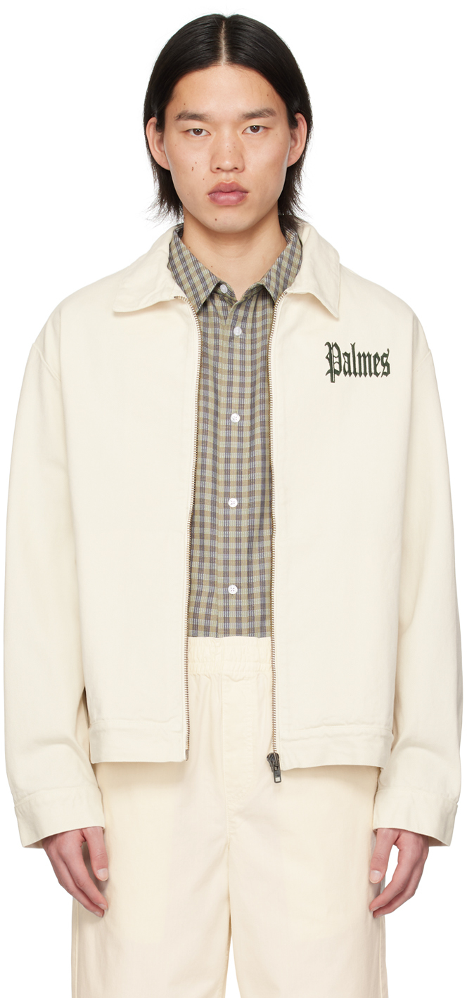Shop Palmes Off-white Olde Denim Jacket