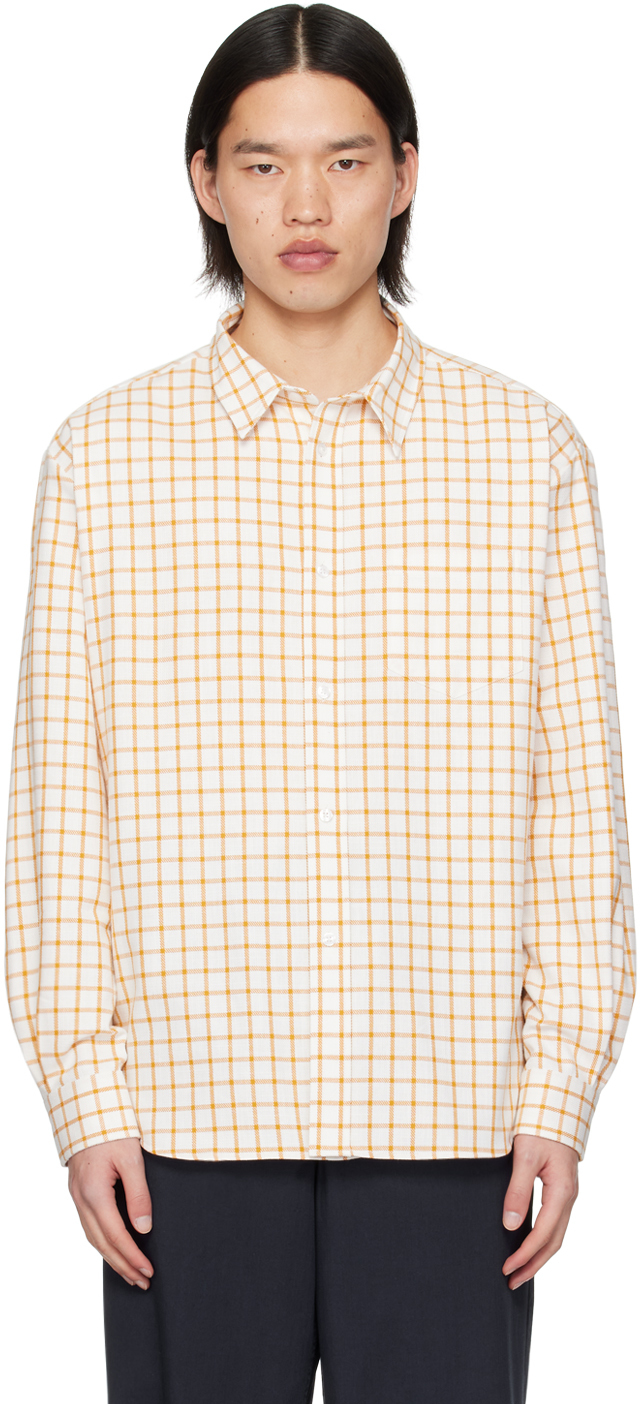 Palmes White & Orange Monte Shirt In Yellow Check