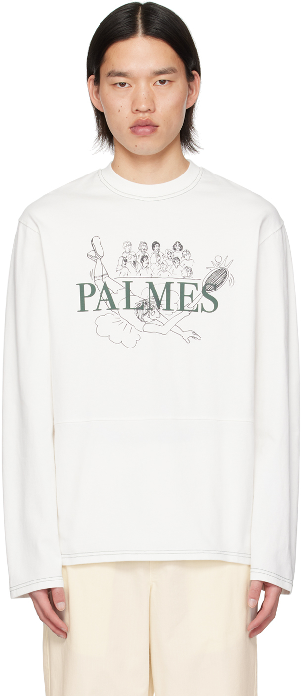 Palmes White Stumble Tennis Long Sleeve T-shirt In Off-white