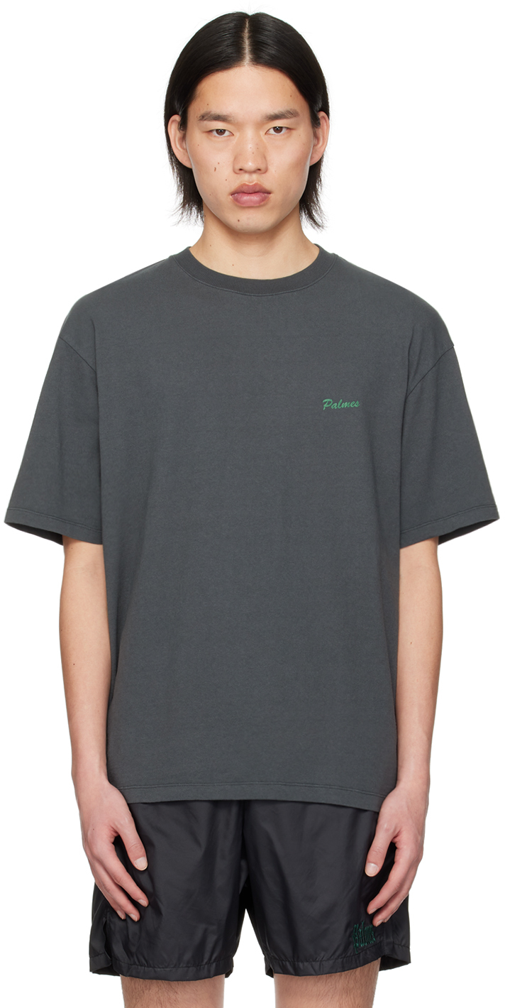 Palmes Grey Dyed T-shirt In Washed Grey