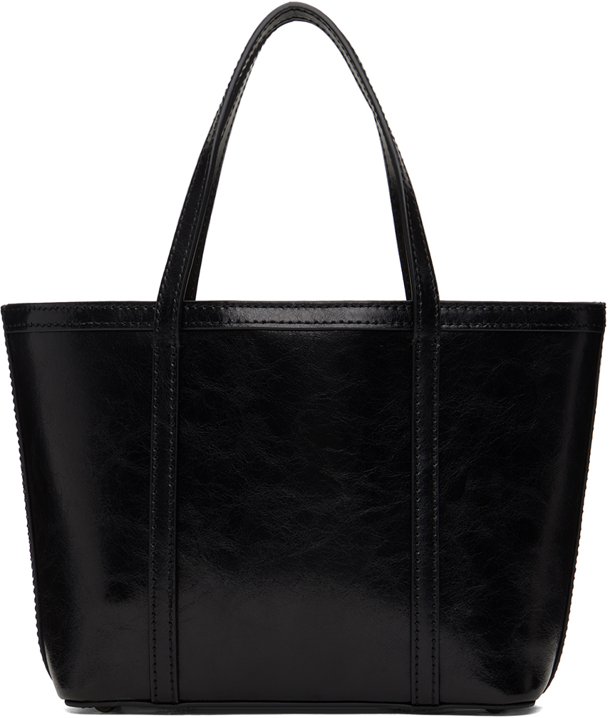 【DUNST】CRINKLED LEATHER TOTE BAG BLACK Black Crinkled Leather Tote by Dunst on Sale