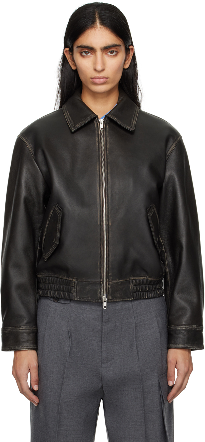 Shop Dunst Black Spread Collar Jacket In Brushed Black