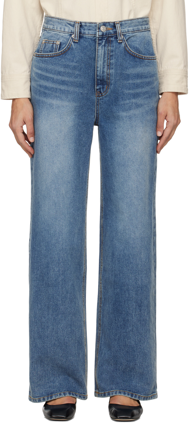 Dunst Blue Wide Jeans In Classic Blue