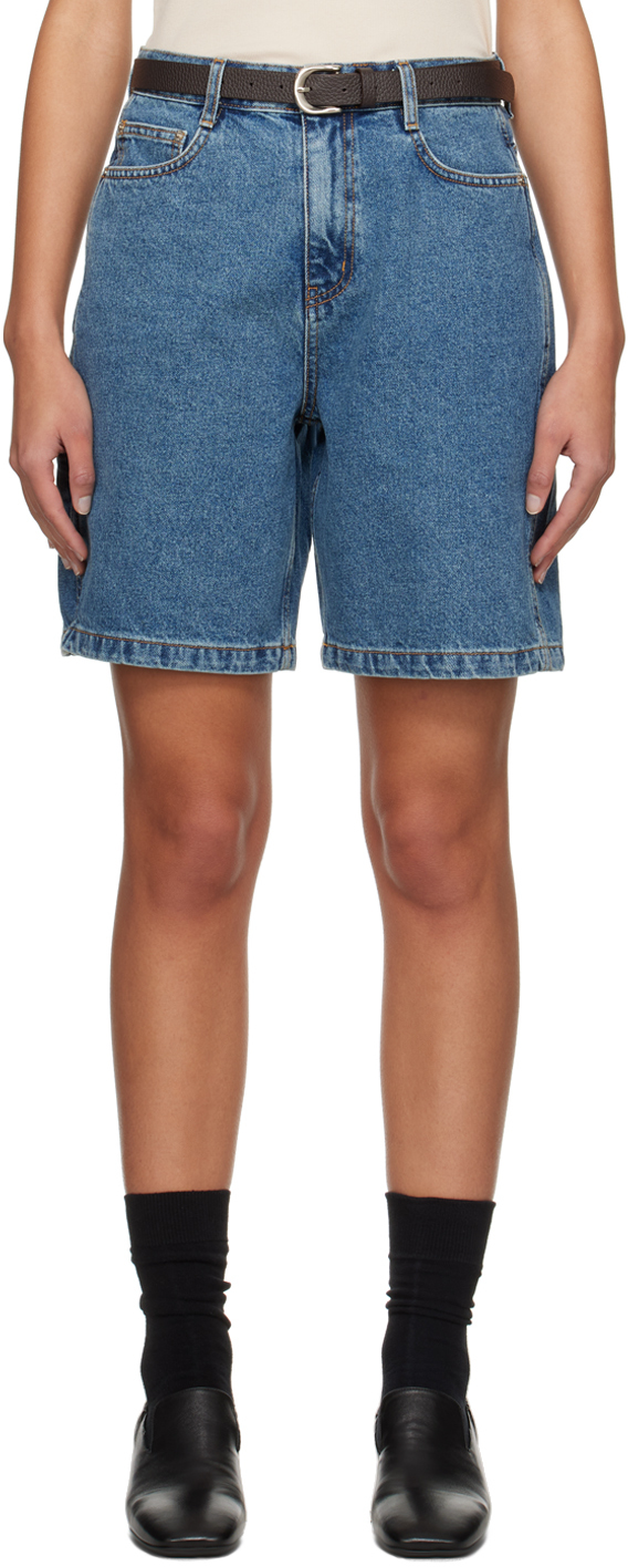 Blue Loose Denim Shorts