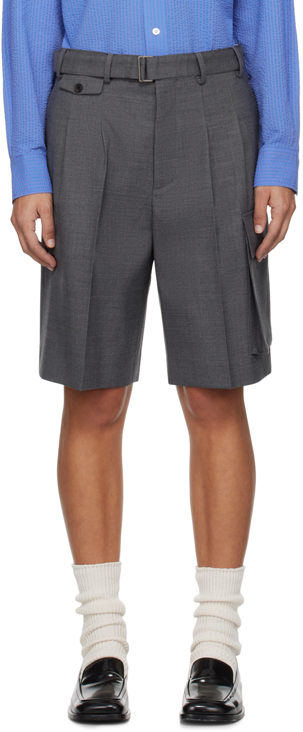 Dunst Gray Belted Shorts In Charcoal Grey