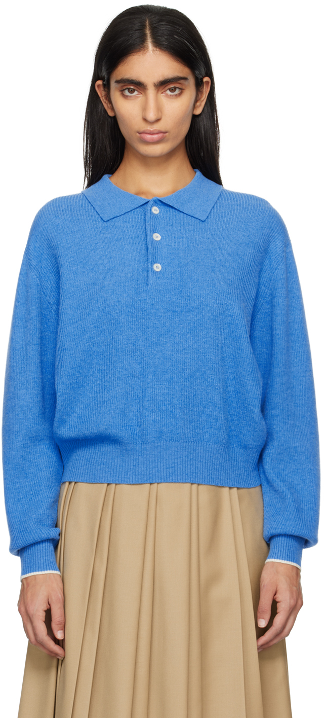 Dunst Blue Spread Collar Sweatshirt