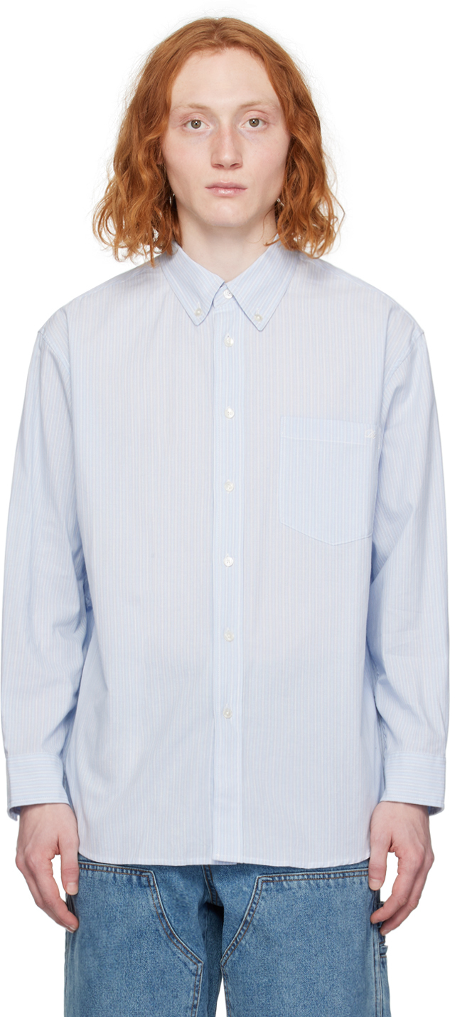 Dunst Blue Oversized Shirt In Blue Grey Stripe