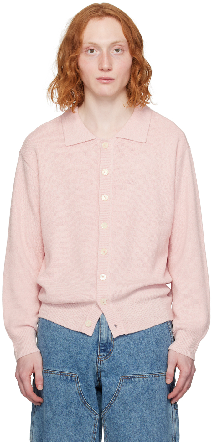 Dunst Pink Open Collar Cardigan In Light Pink