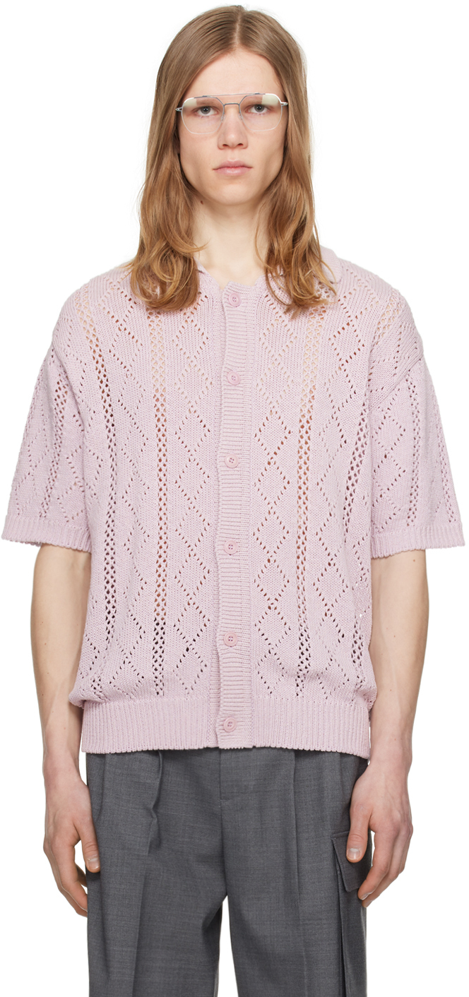 Dunst Pink Button Cardigan In Soft Pink
