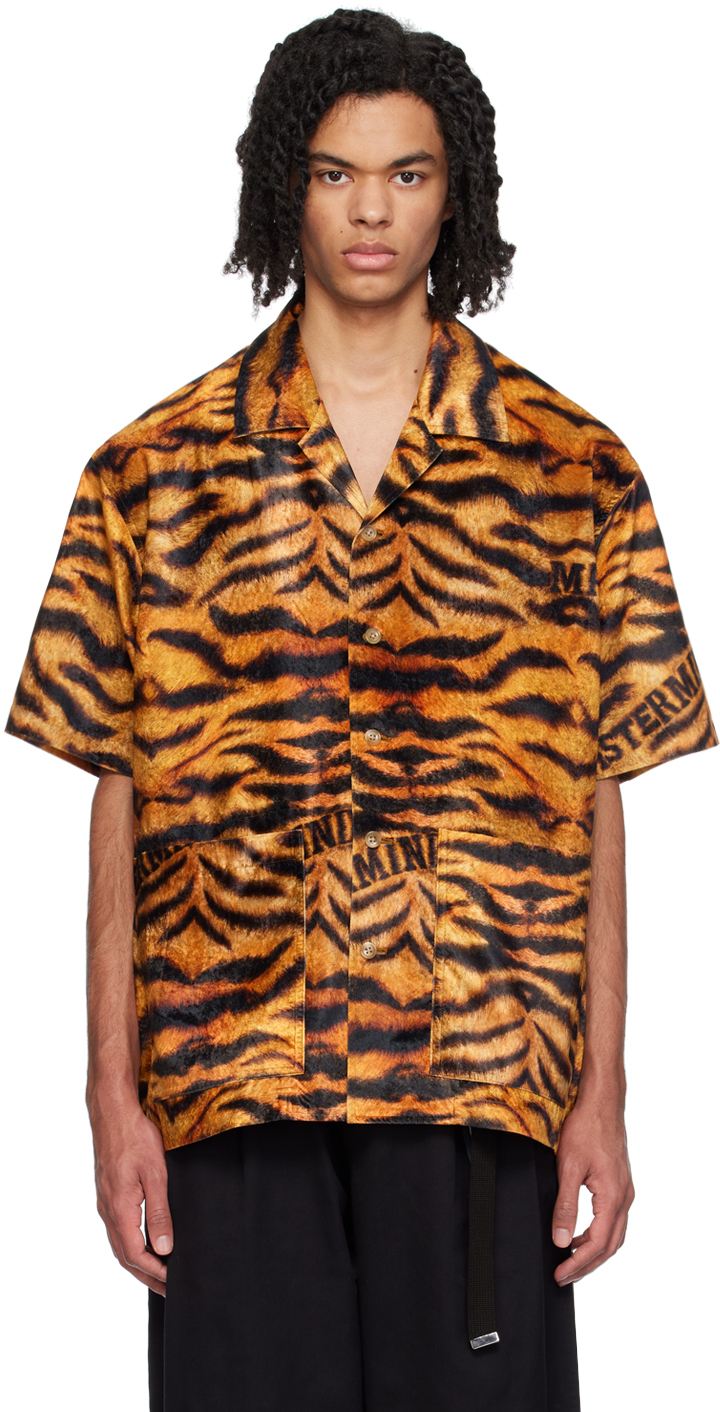 Shop Mastermind Japan Black & Orange Tiger Shirt