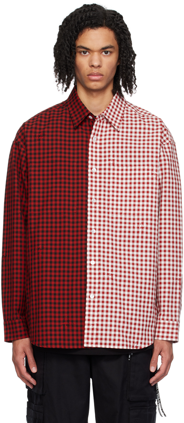 Mastermind Japan Red Embroidered Shirt In White X Red/black