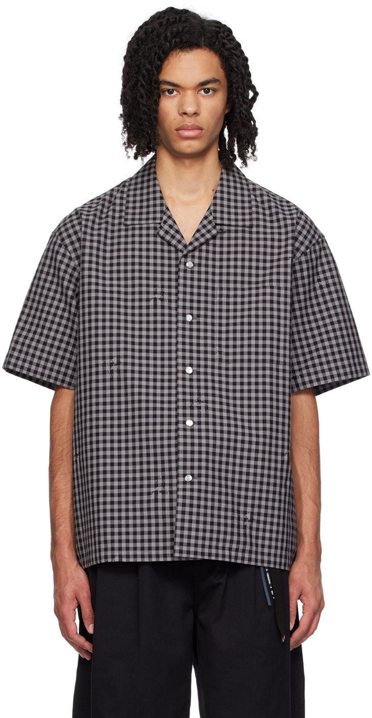 Black & Gray Check Shirt by MASTERMIND WORLD on Sale