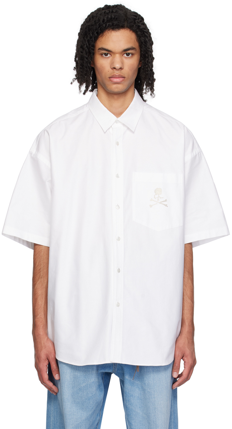 Shop Mastermind Japan White Embroidered Shirt