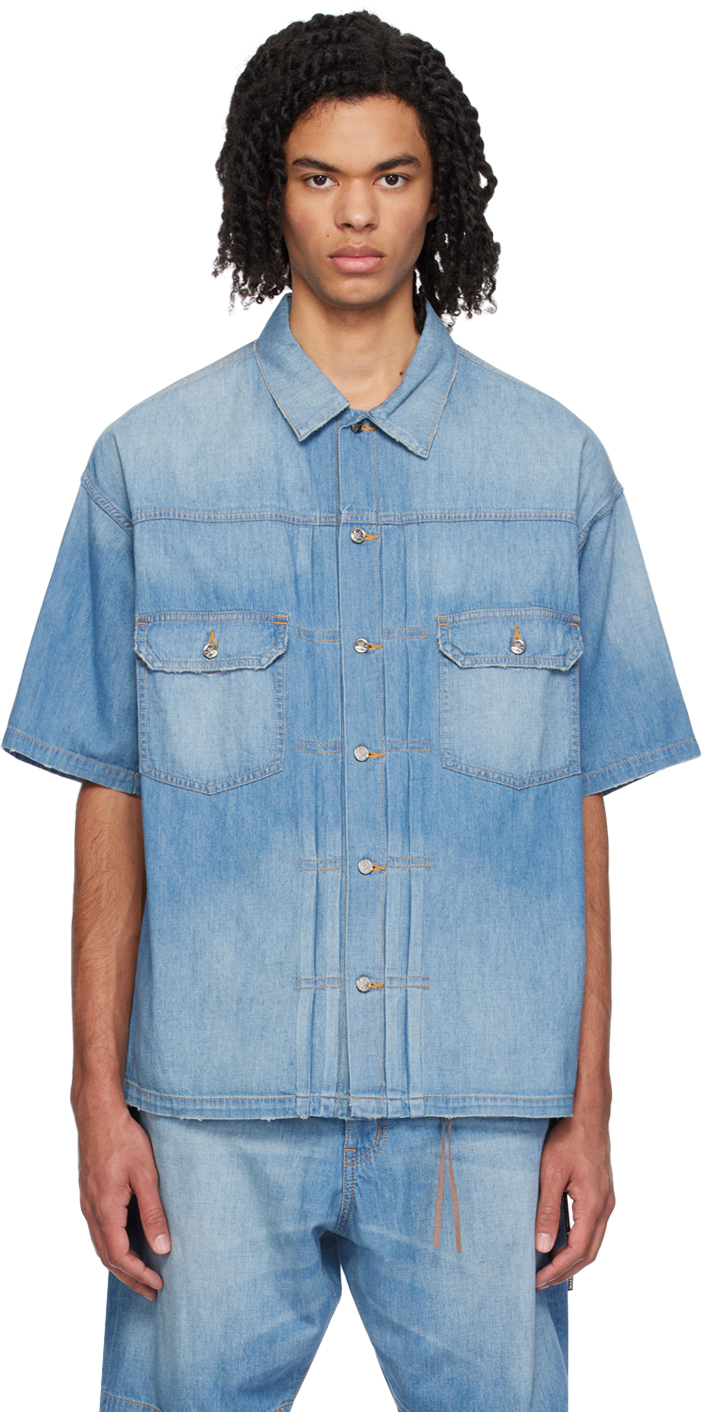 Mastermind Japan Blue Faded Denim Shirt