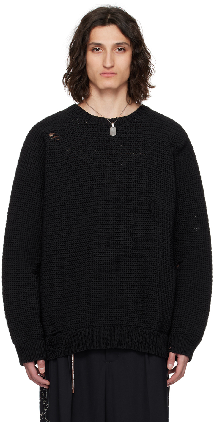 Black Oversized Skull Sweater by MASTERMIND WORLD on Sale