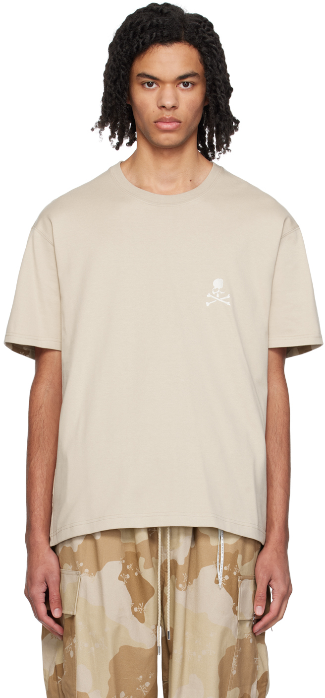 Beige & Brown Embroidered T-Shirt