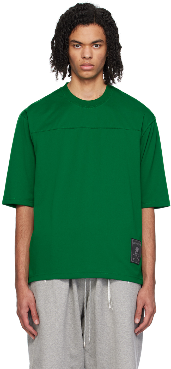Shop Mastermind Japan Green Paneled T-shirt