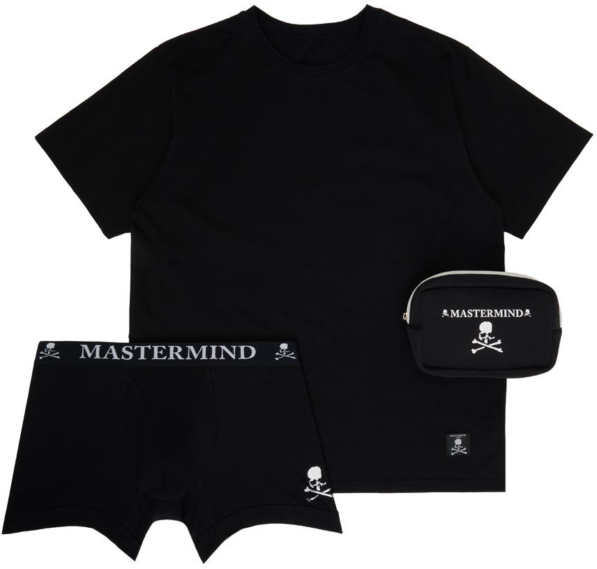 Mastermind Japan Black Briefs & T-shirt Set In Black X Silver