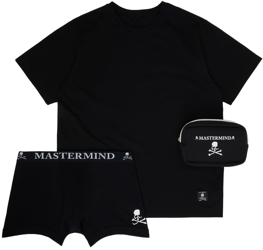 Mastermind Japan Black Briefs & T-shirt Set In Black X White