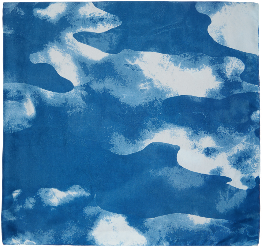 Jan-jan Van Essche Blue & White Aizome Scarf In Clouds