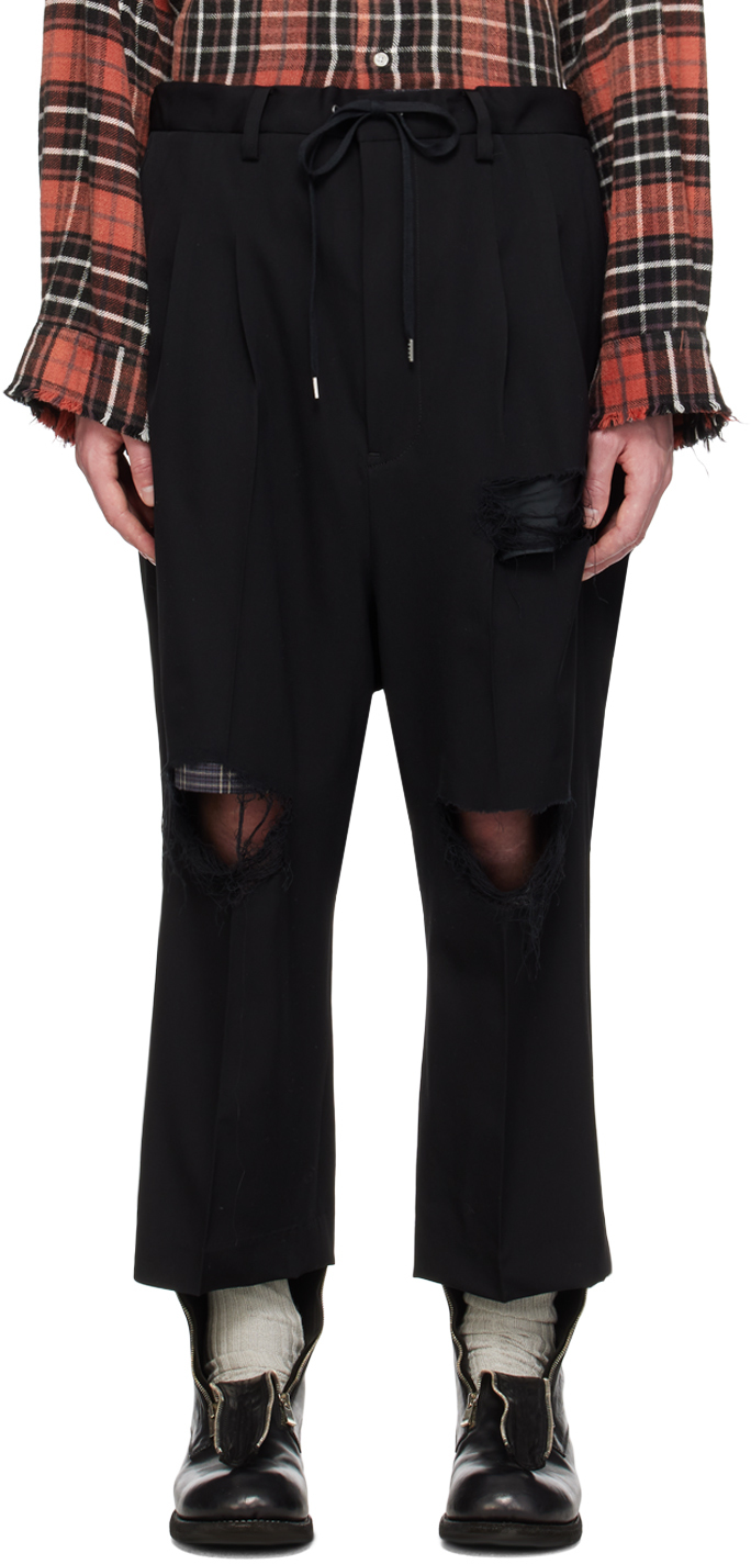 Shop Takahiromiyashita The Soloist Black Two Tuck Trousers