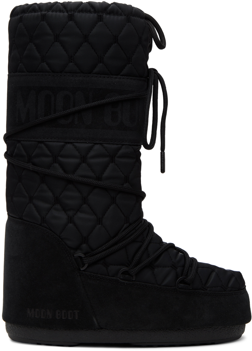 Shop Moon Boot Black Icon Quilted Boots In 001 Black