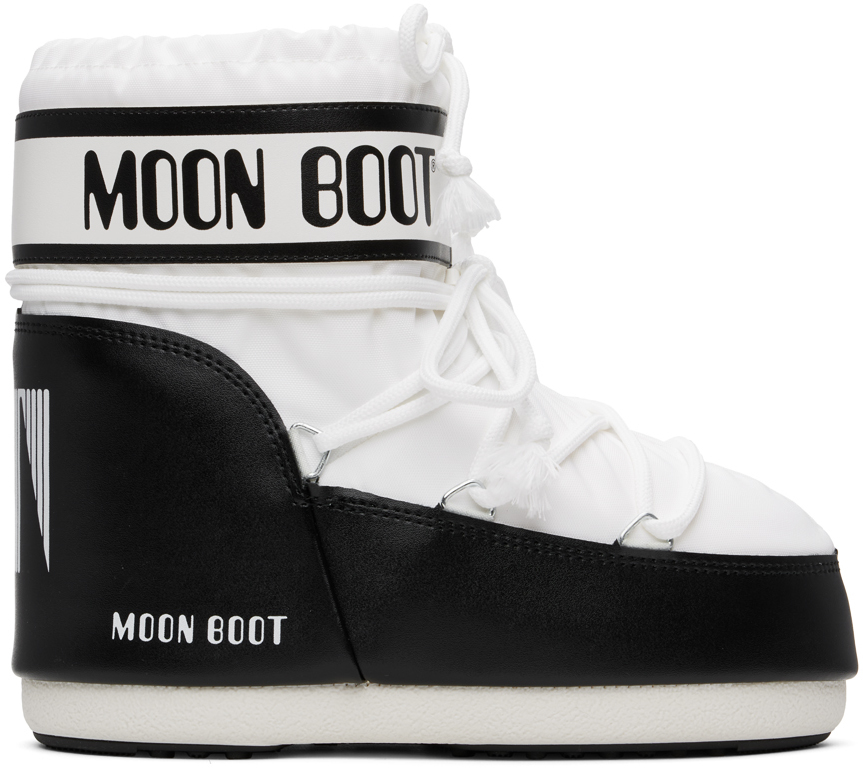 Shop Moon Boot White & Black Icon Low Boots In 002 White