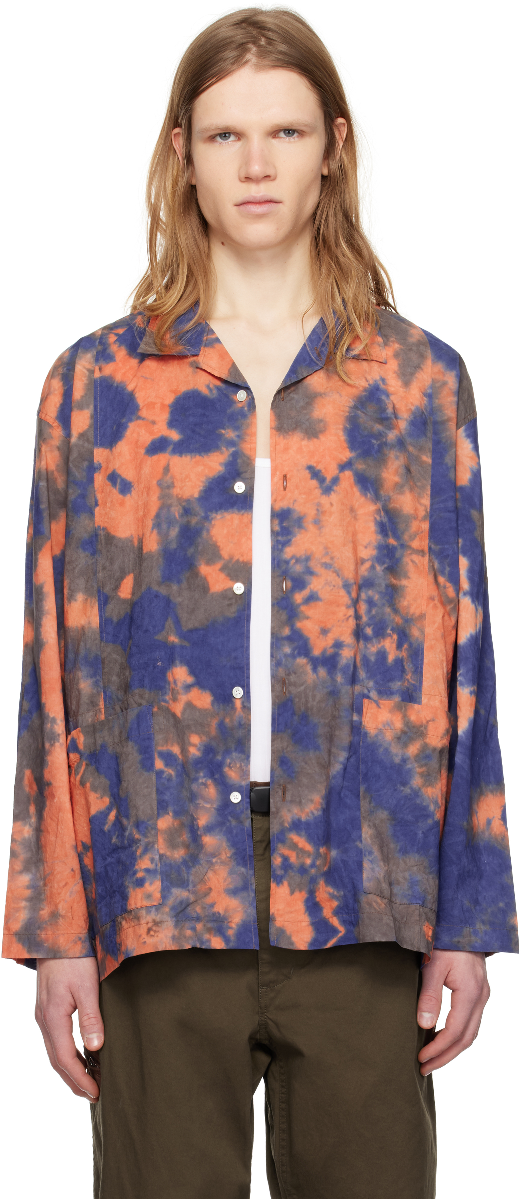 Blue & Orange Stereo Tie Dye Shirt