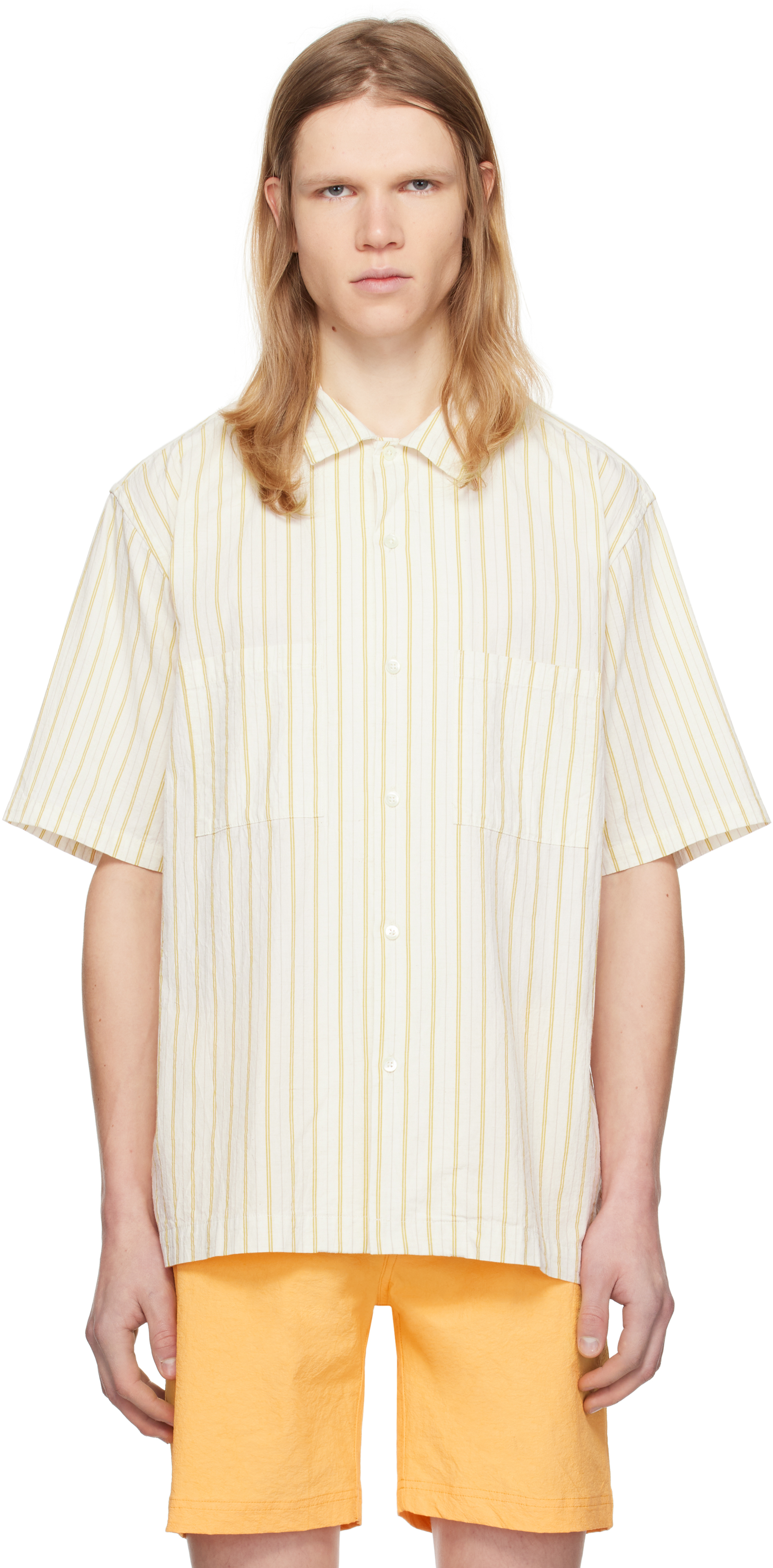 White & Yellow Johnny Stripe SS Shirt