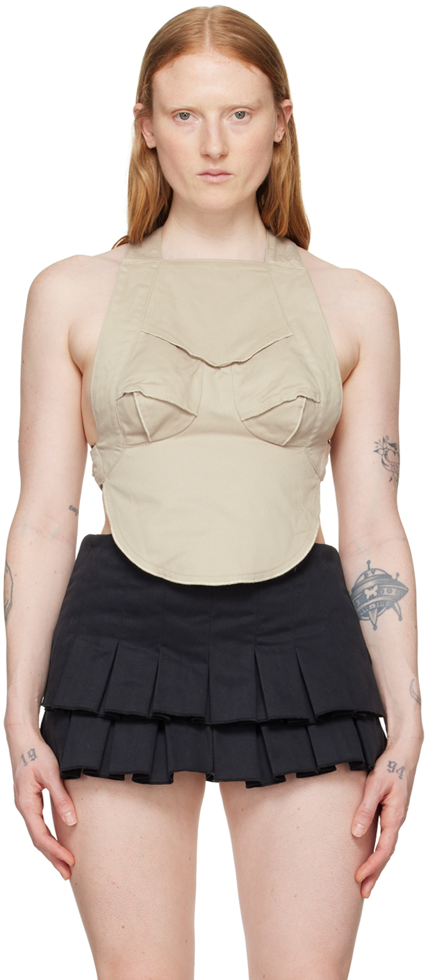 Shop Sinéad O’dwyer Taupe Bib Tank Top In Sand