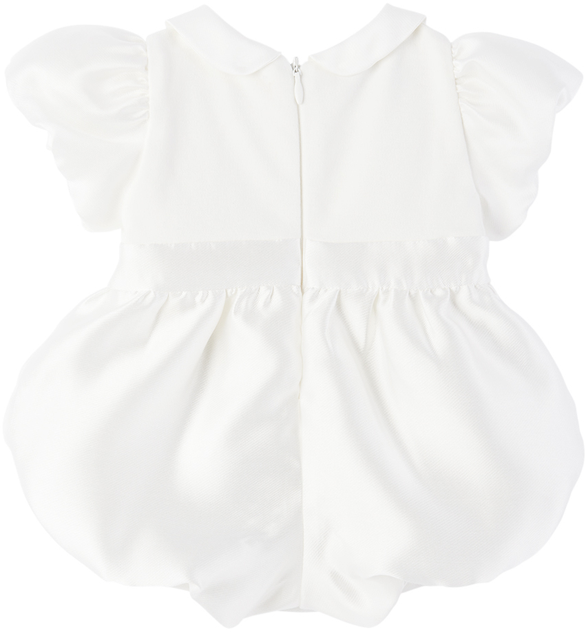 Miss Blumarine Baby White Crystal-cut Romper In 10602 Snow White