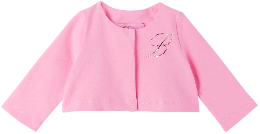 Miss Blumarine Baby Pink Crystal-cut Cardigan In X0564 Pink Aurora
