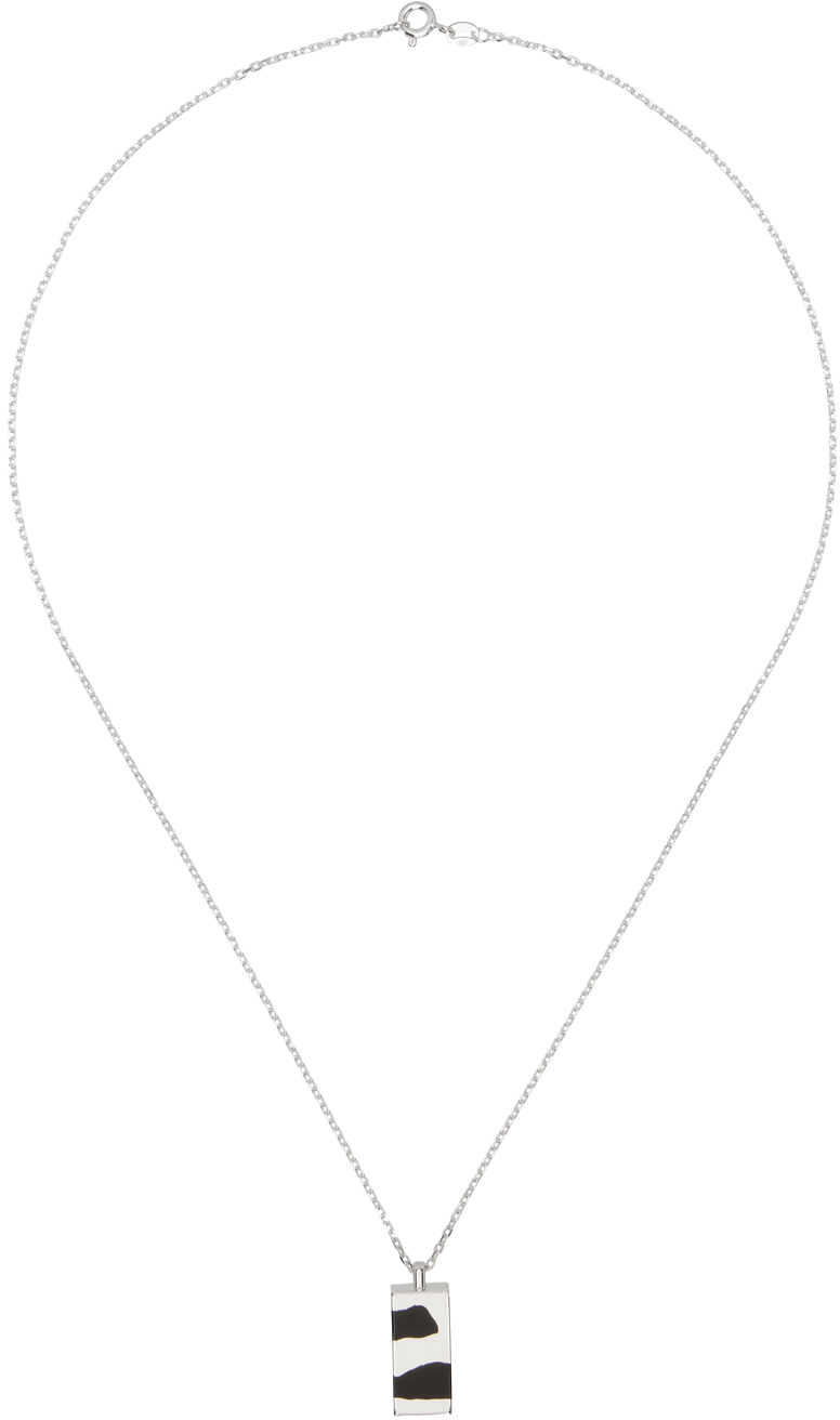 Shop Ellie Mercer Silver & Black Two Piece Cuboid Pendant Necklace In 925 Silver / Black