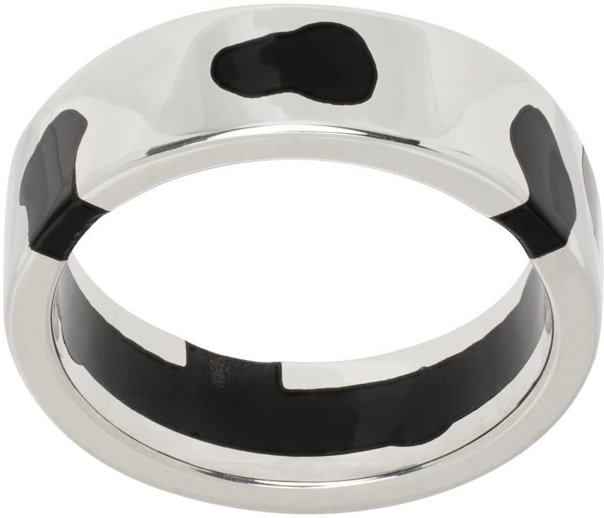 Silver & Black Classic Band Ring