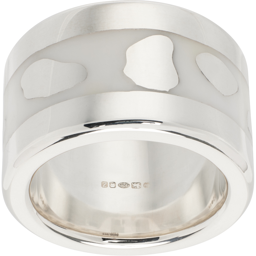 Shop Ellie Mercer Silver & White Island Band Ring In 925 Silver / White