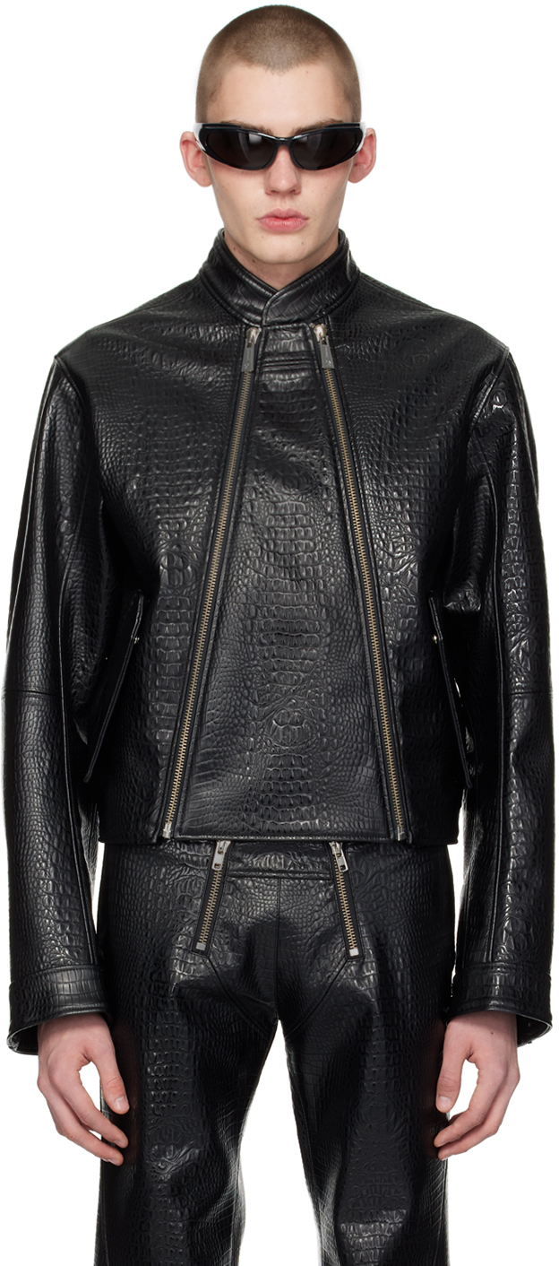 Shop Gmbh Black Ravn Faux-leather Biker Jacket