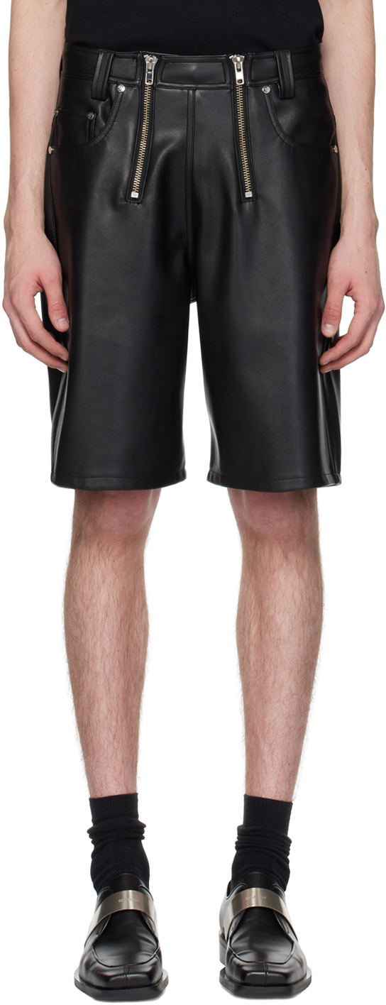 Shop Gmbh Black Zoran Faux-leather Shorts