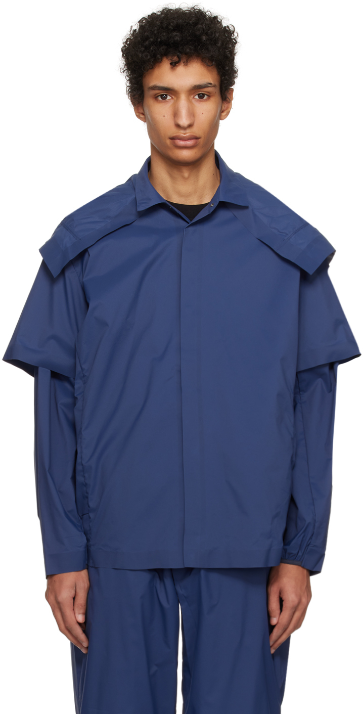 Goldwin 0 Indigo Wind Shirt Jacket In Light Navy