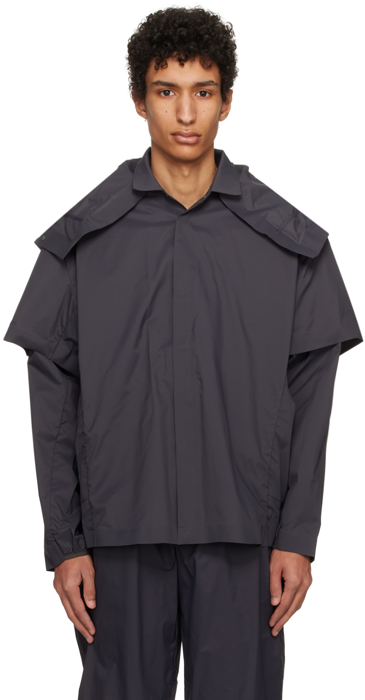 Goldwin 0 Gray Wind Shirt Jacket In Lead Gray