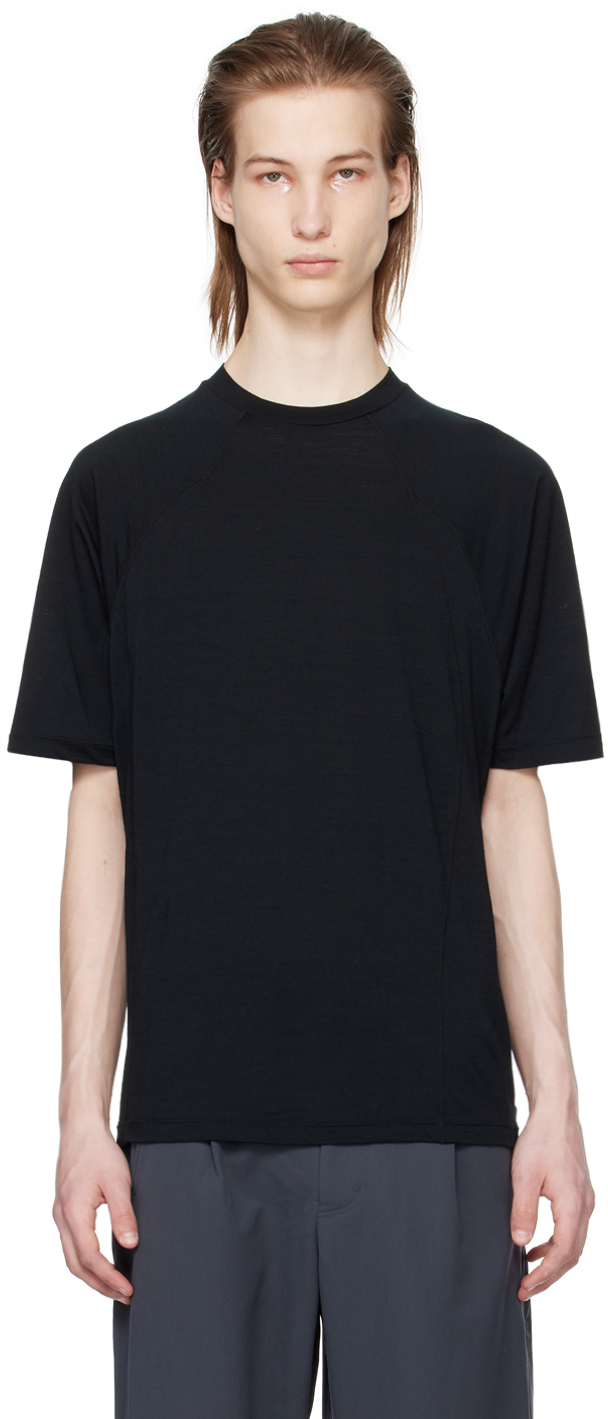 Black Paneled T-Shirt by Goldwin 0 on Sale