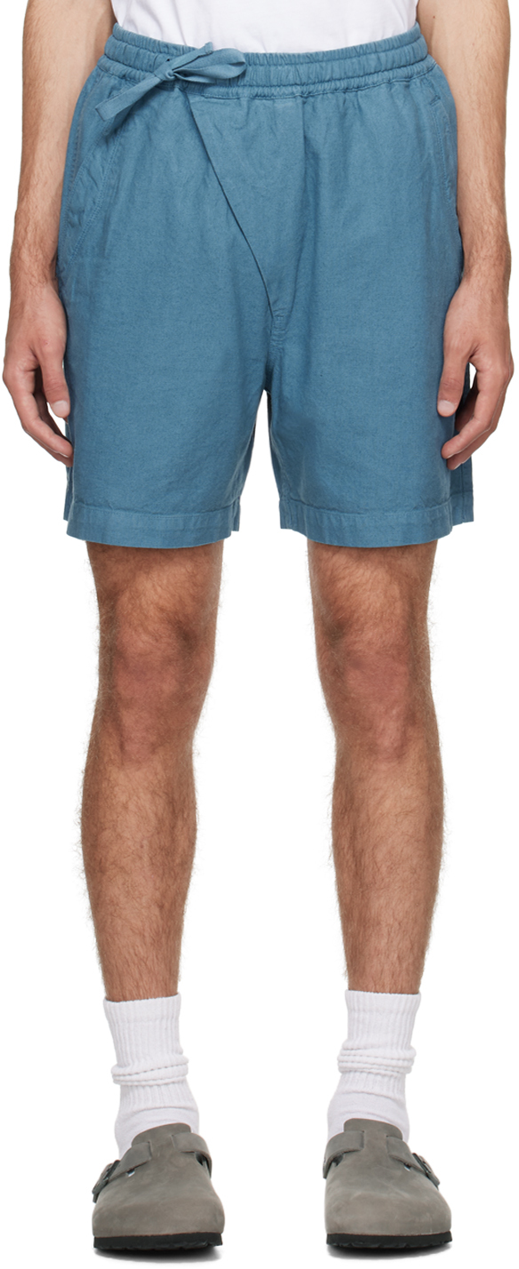 Maharishi Blue Asym Shorts In Subdued Blue