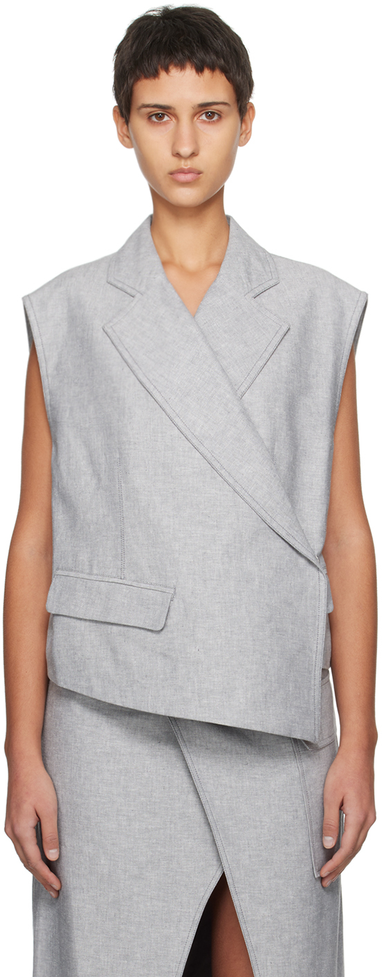 Gray Asymmetric Boxy Vest