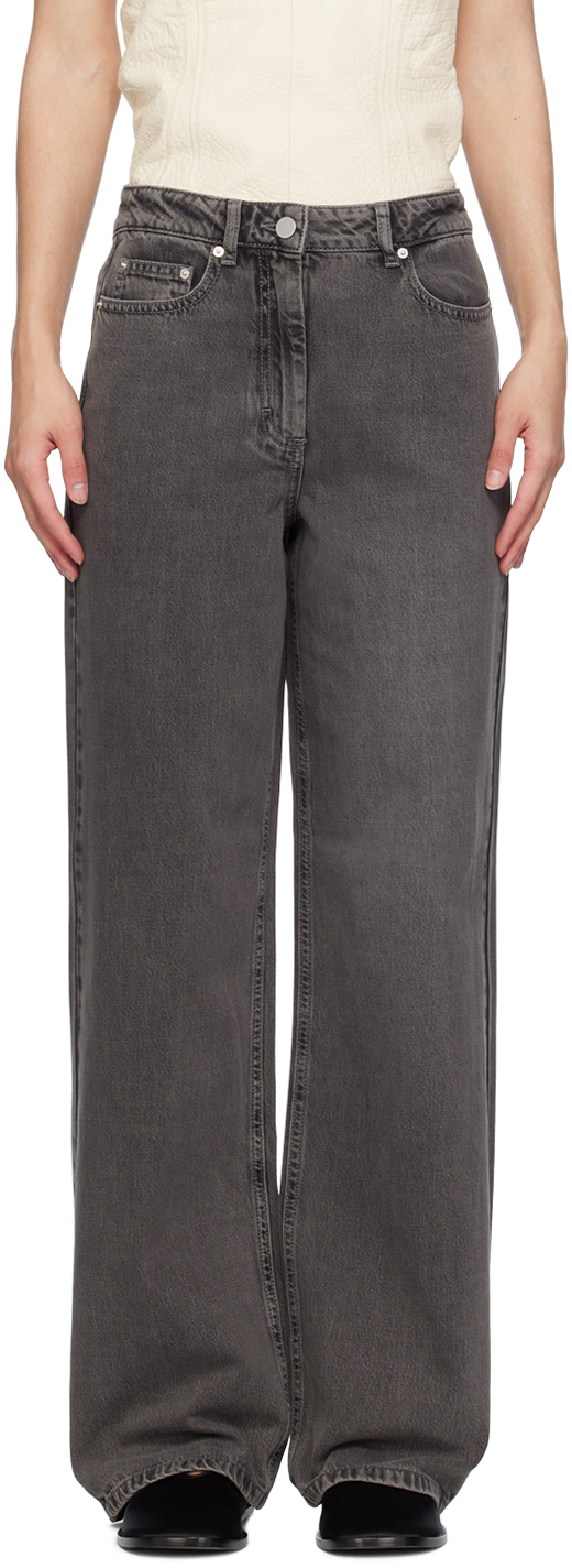 Shop Remain Birger Christensen Gray Drapy Jeans In 17-3911 Silver Filig