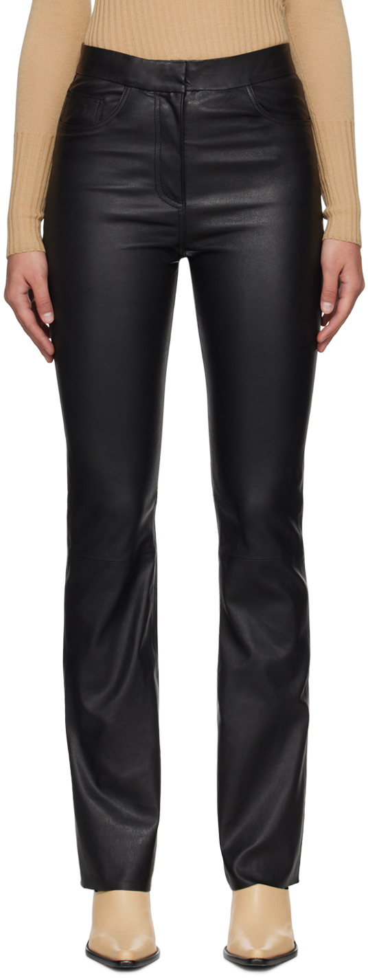 Remain Birger Christensen Black Stretch Leather Trousers In 1000 Black