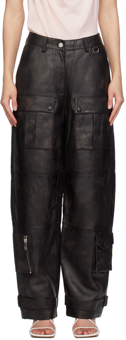 Shop Remain Birger Christensen Ssense Exclusive Brown Leather Pants In 19-1118 Chestnut
