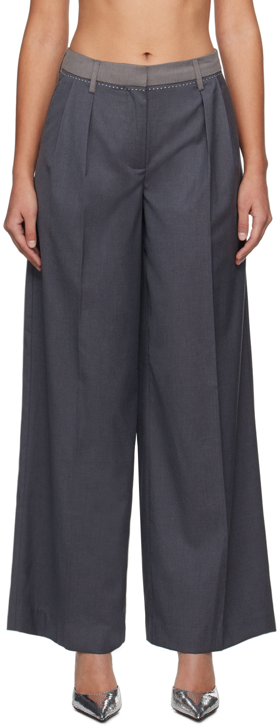 Gray Two-Color Trousers