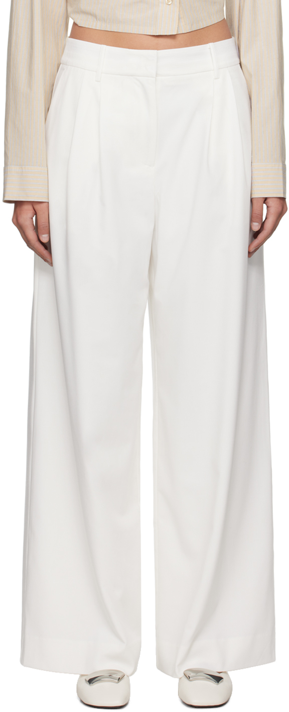 Shop Remain Birger Christensen White Pleated Trousers In Egret