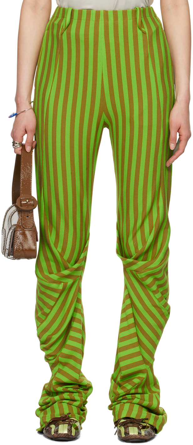Shop Kiko Kostadinov Green Orpheus Trousers In Green Stripe