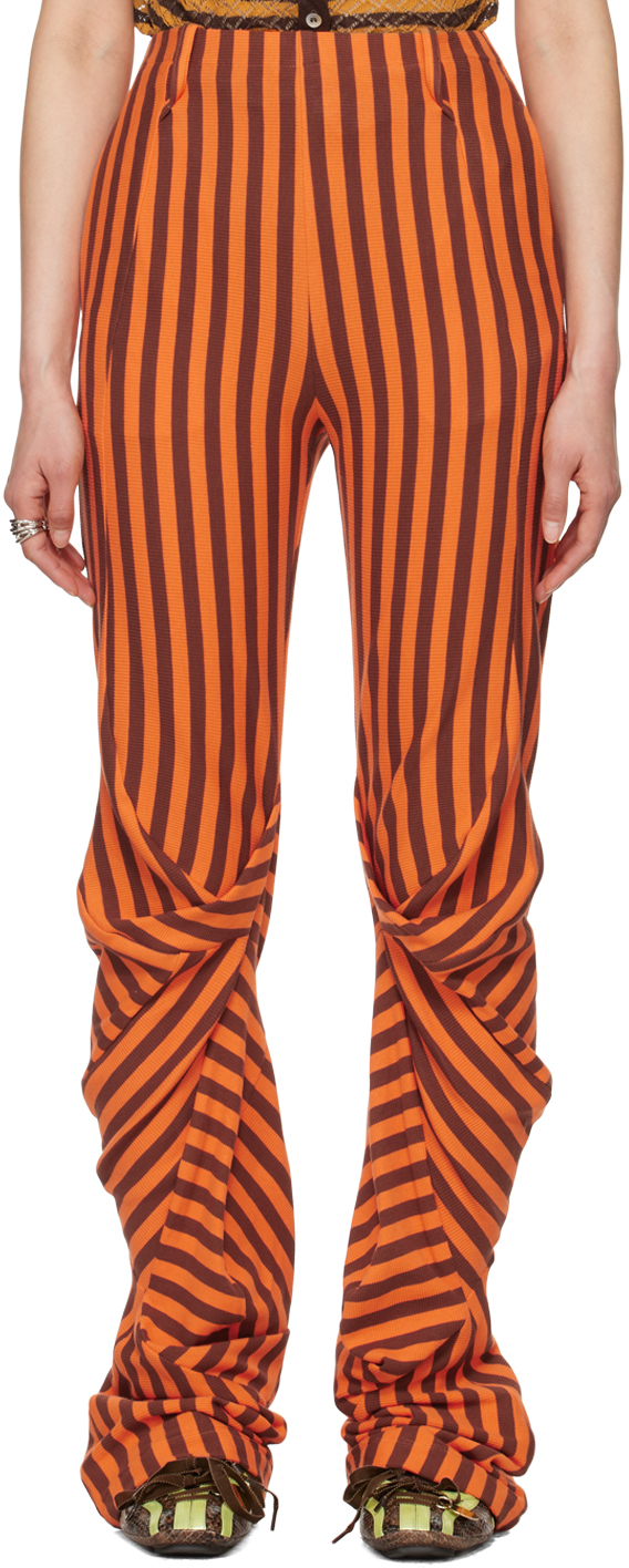 Shop Kiko Kostadinov Orange Orpheus Trousers In Orange Stripe