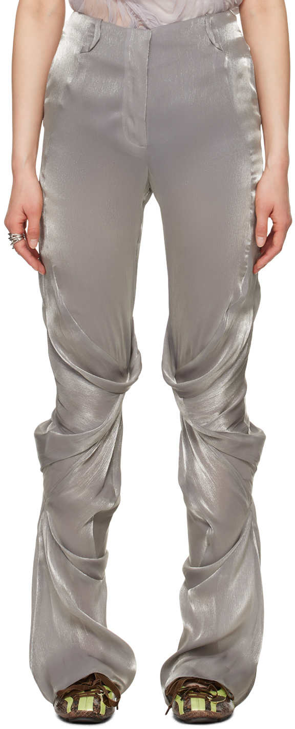 Shop Kiko Kostadinov Gray Orpheus Trousers In Metallic Grey